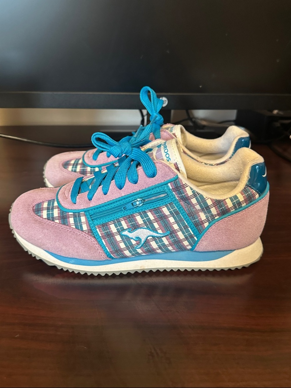 kangaROOS Purple and Teal Plaid Sneakers